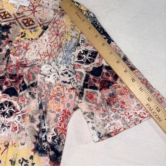 New Directions Pink and Yellow Womens Blouse - Picture 6 of 8